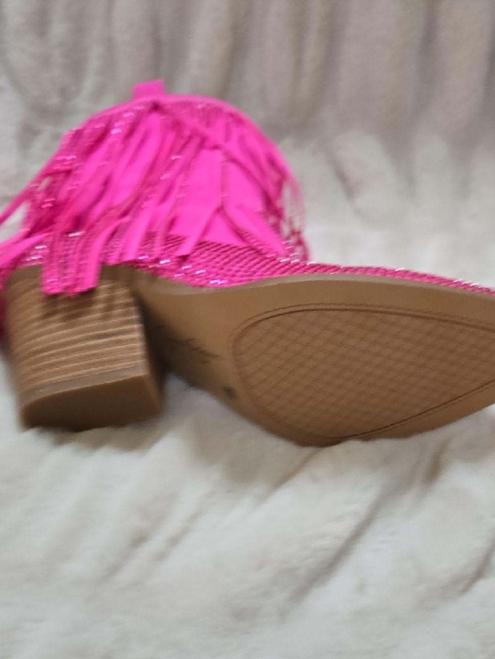 Jessica Simpson Neon Pink Fringe Rhinestone Ankle Boot - Picture 3 of 6